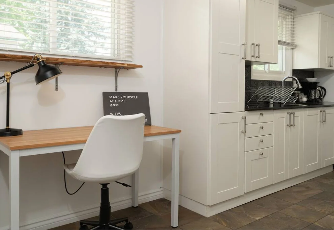 Office desk for the professional traveller who needs to get some work completedComfortable office chair.