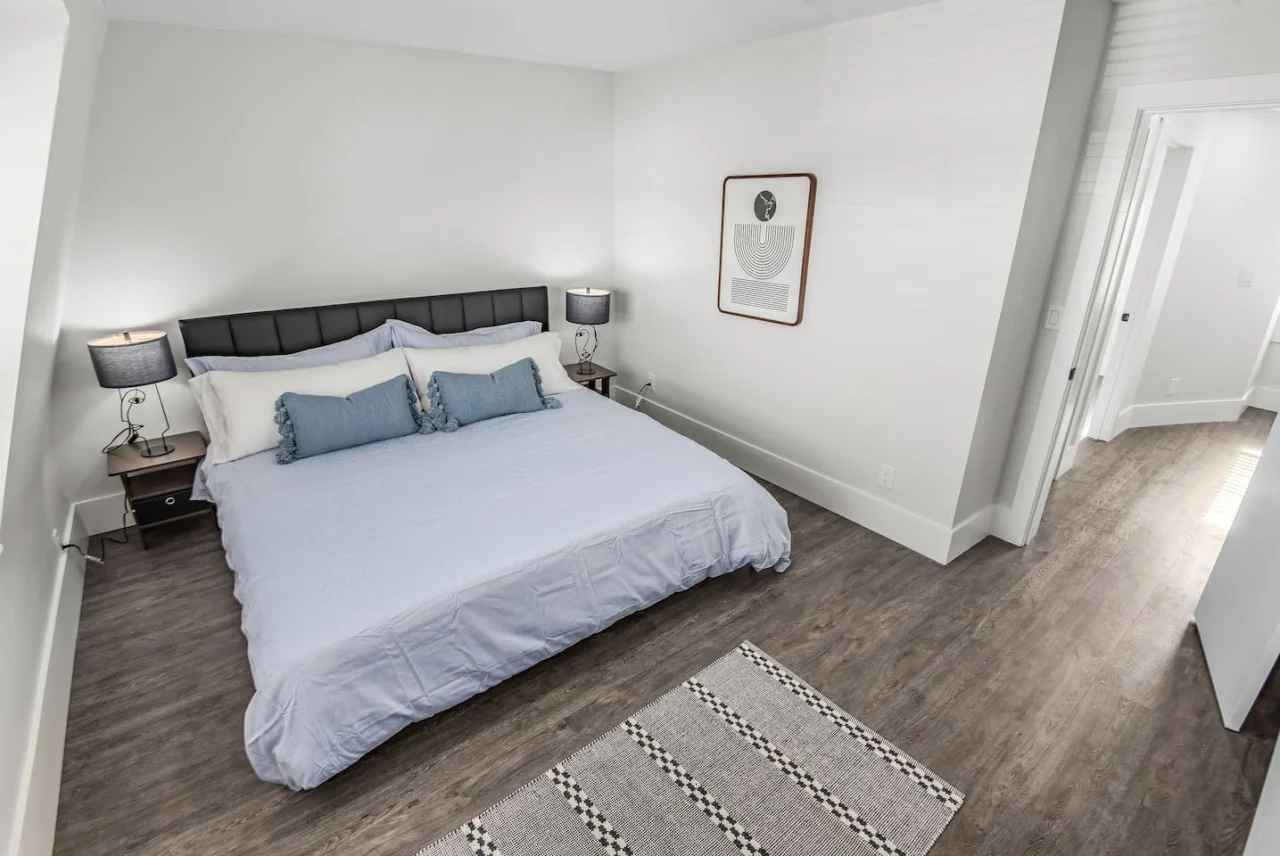 The bedroom offers a sanctuary of calm, where you can unwind and recharge in comfort and style.