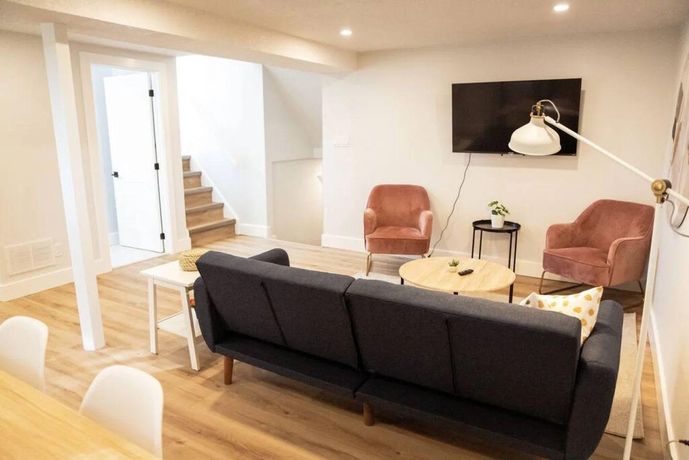 As you take a seat in the living room, the comfortable furniture and tasteful design make it easy to unwind.