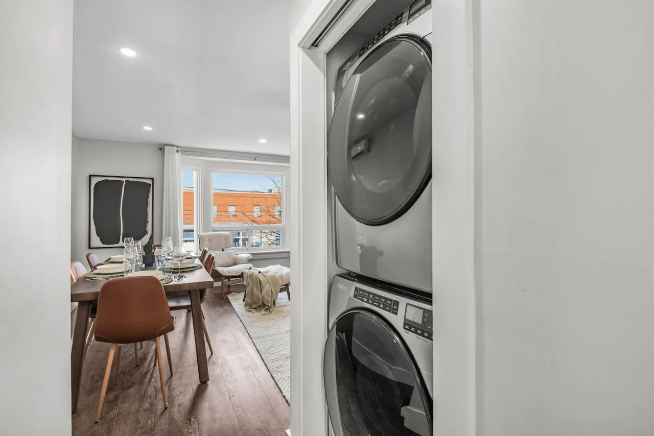 Equipped with washer and dryer for your convenience