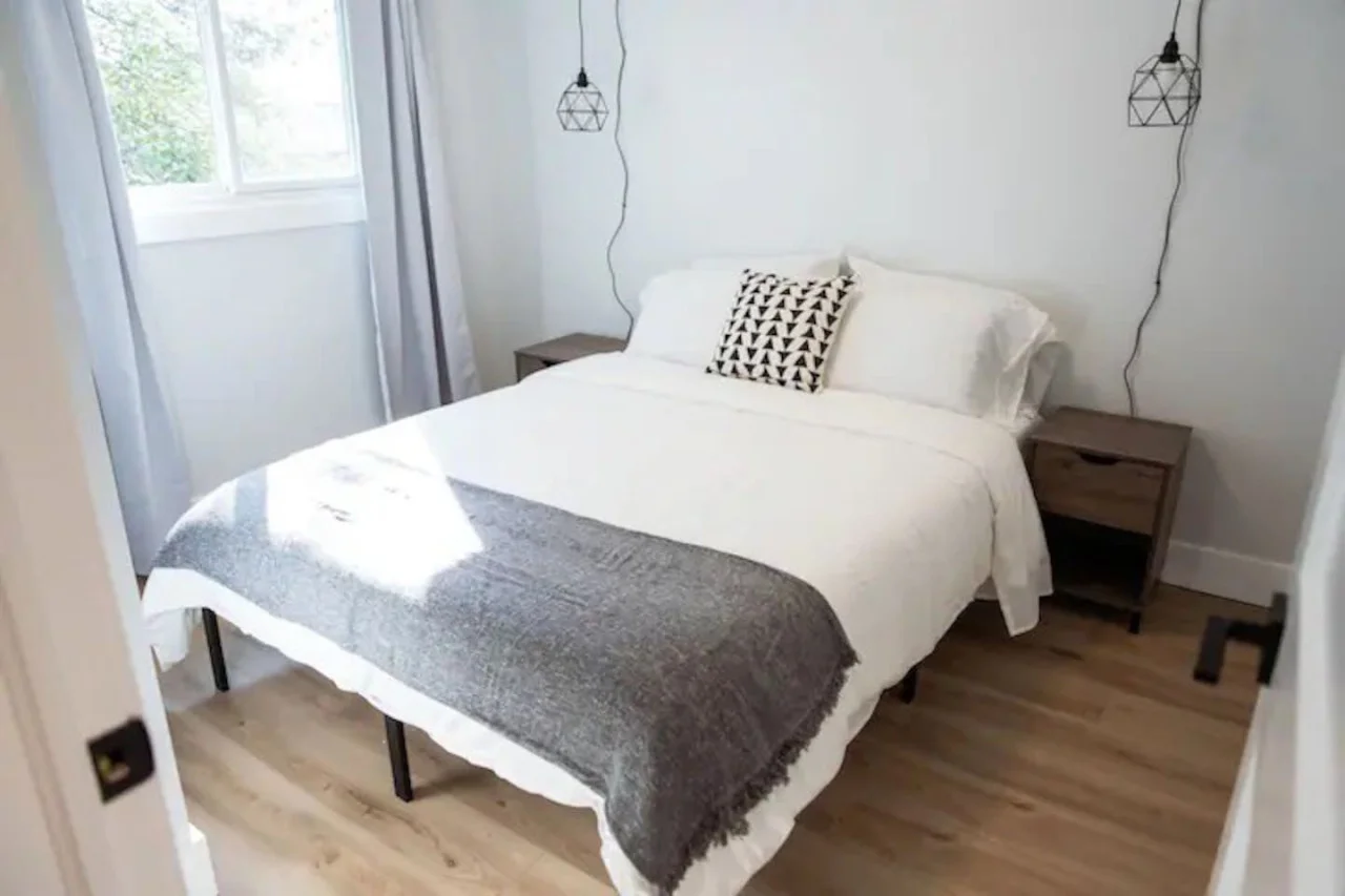 The bedroom offers a sanctuary of calm, where you can unwind and recharge in comfort and style.