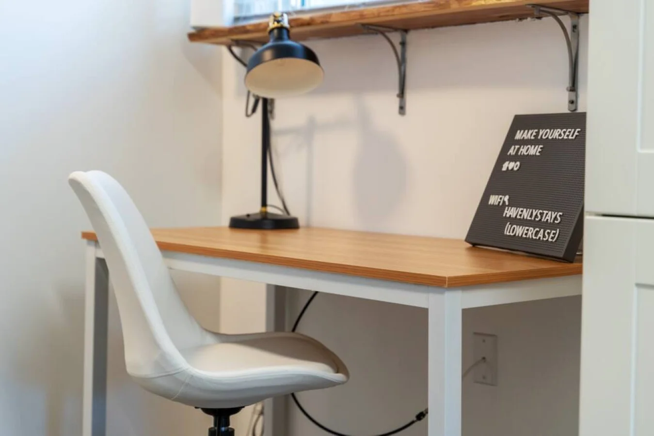 Office desk for the professional traveller who needs to get some work completedComfortable office chair.