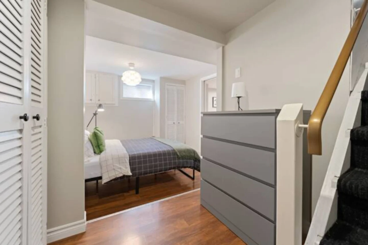 As you enter the bedroom, the comfortable bedding and peaceful atmosphere create the perfect retreat from the day.