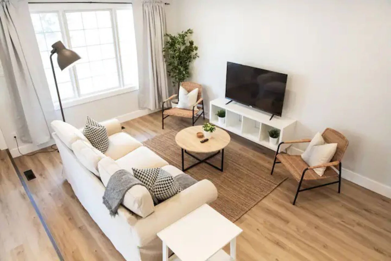 Relax in the living room and watch your favorite shows, lounging is a great way to unwind after a long day.