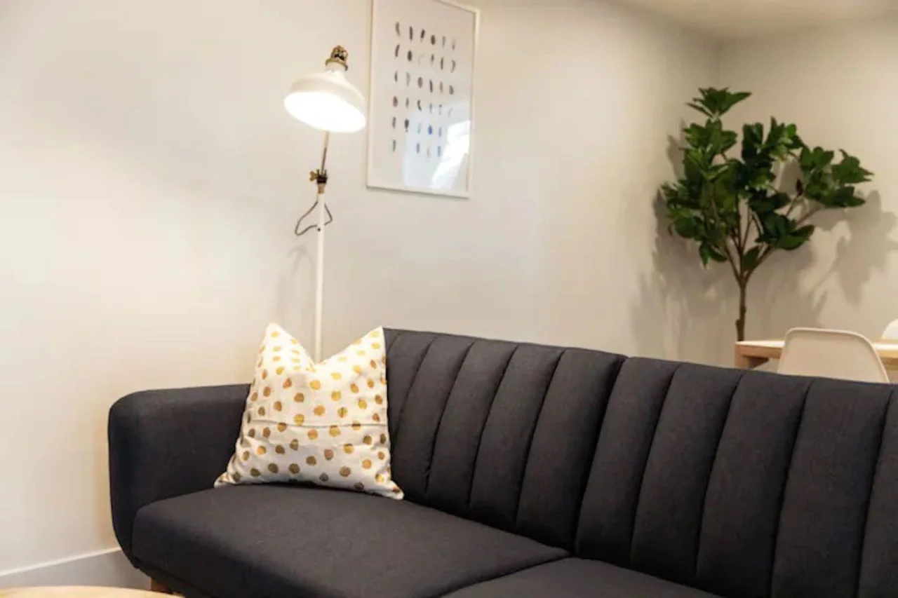 As you take a seat in the living room, the comfortable furniture and tasteful design make it easy to unwind.
