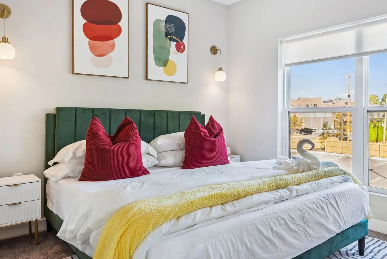 The king bedroom offers a luxurious retreat, with a bed that promises restful nights and a room that feels like a private oasis.