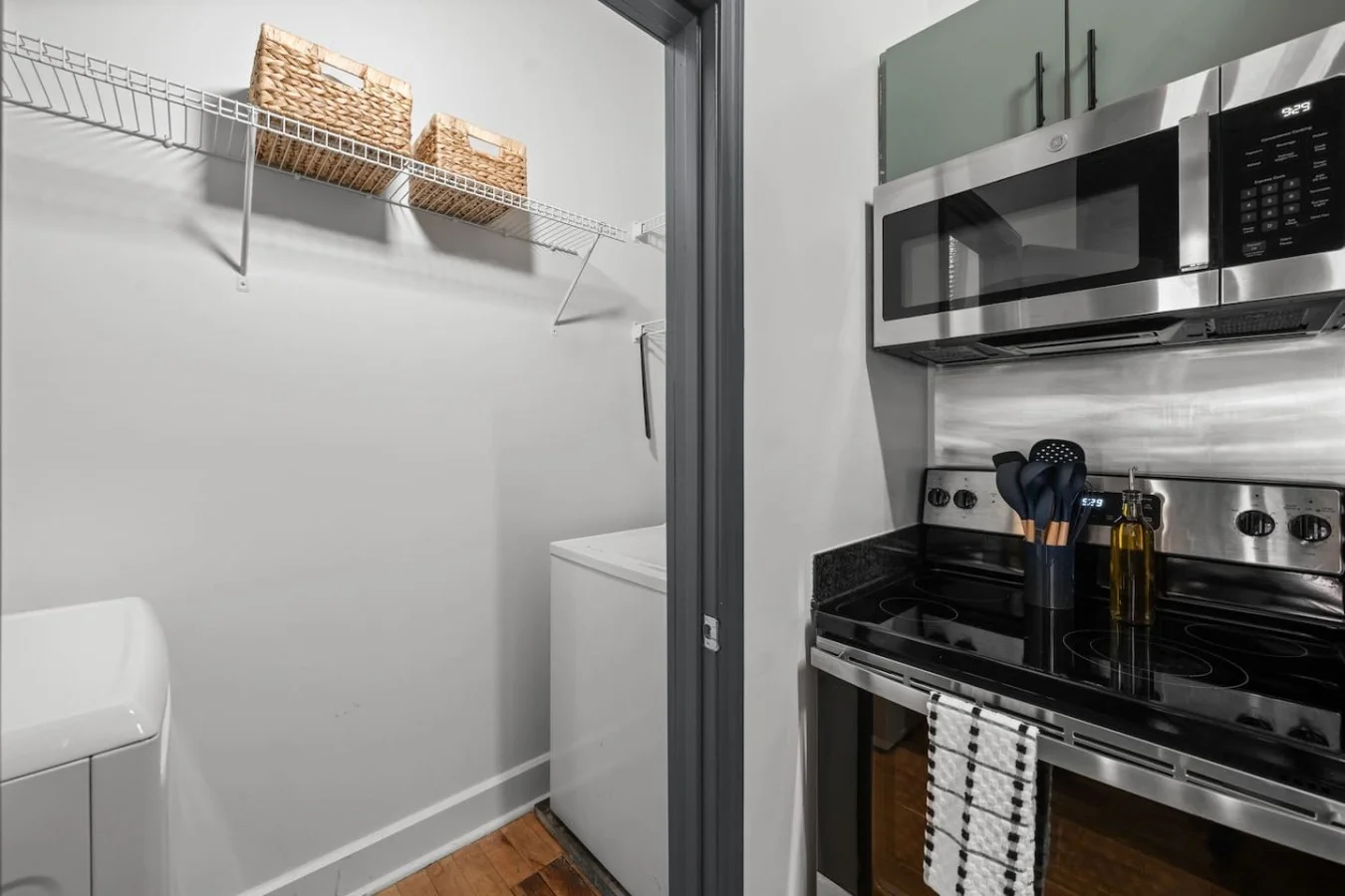 Access the laundry area conveniently from the kitchen