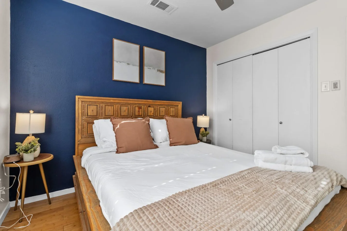 Spacious king bed with plush linens for deep rest