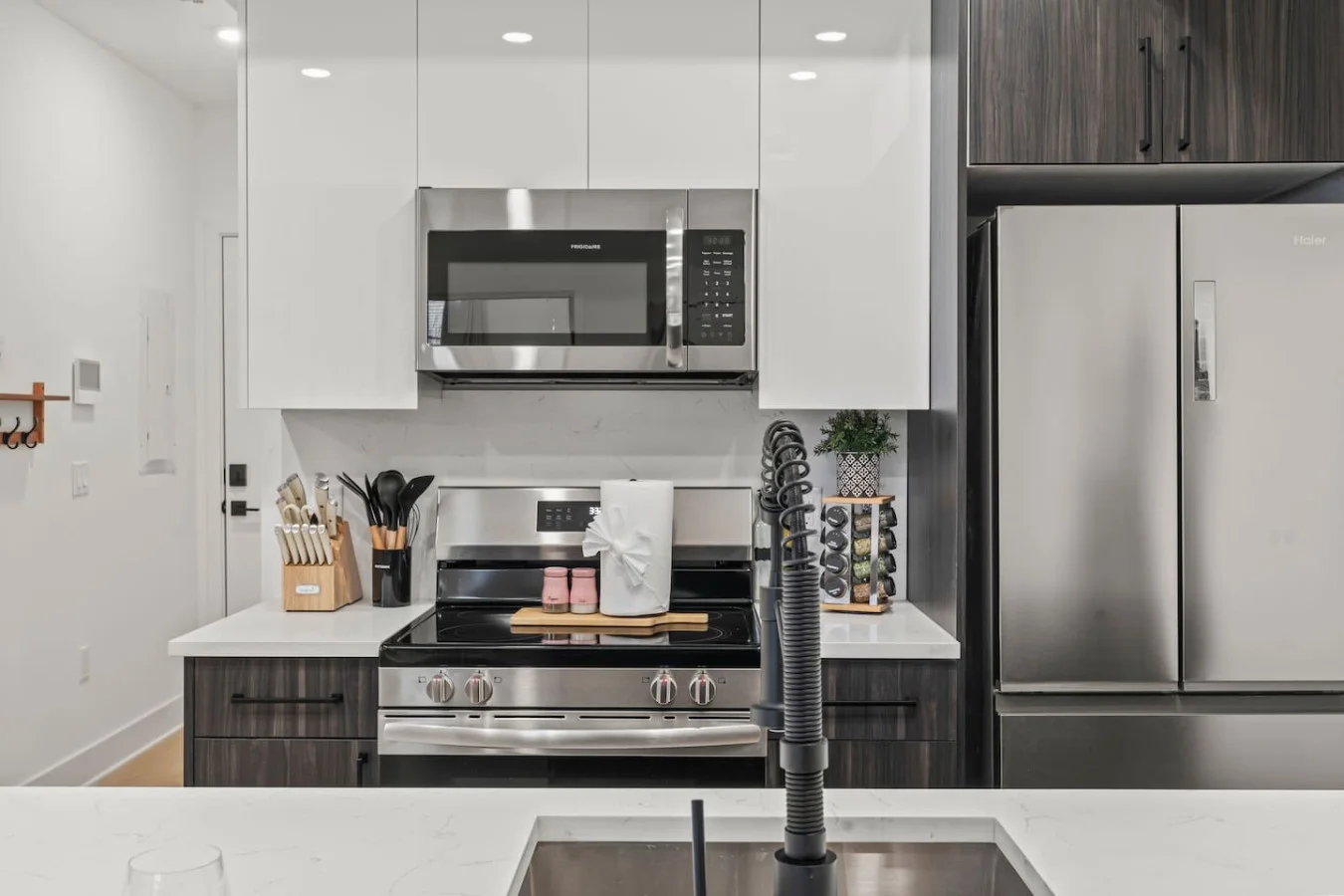 Fully Equipped Kitchen with New Stainless Steel Appliances