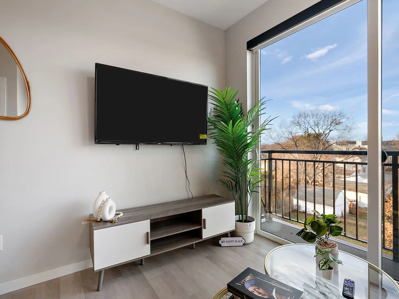 Relax in the living room and watch your favorite shows, lounging is a great way to unwind after a long day.