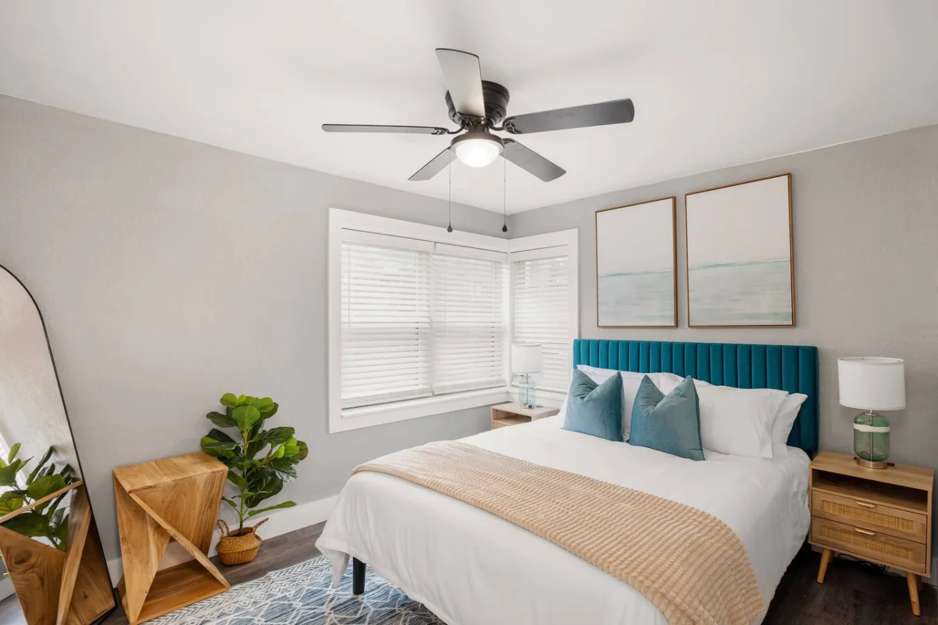 As you lie back on the queen bed, you are surrounded by elegant decor and a soothing color palette that calms the senses.