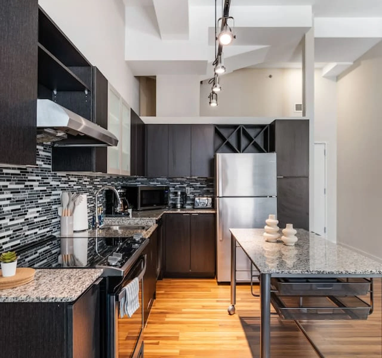As you step into the kitchen, the clean lines and functional design make you eager to start cooking your favorite dishes.