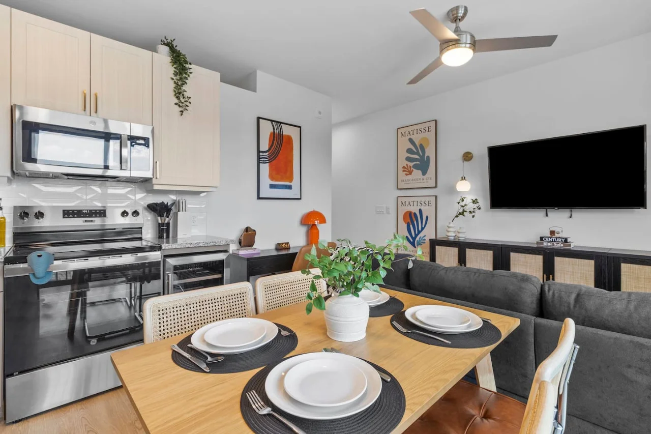 The dining area encourages you to gather with friends, enjoy a drink, and create lasting memories.