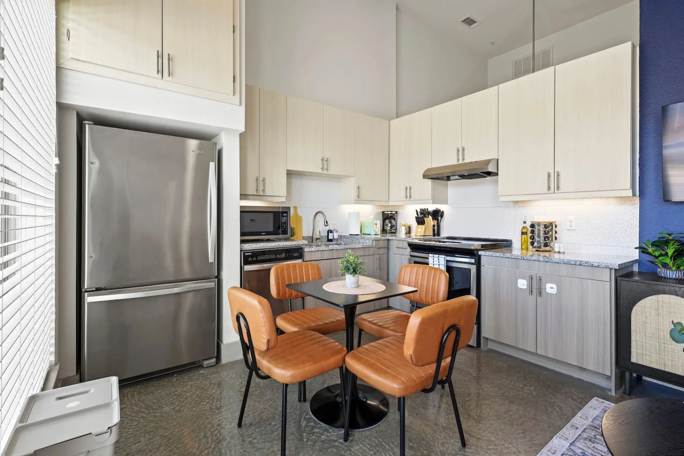 The dining area encourages you to gather with friends, enjoy a drink, and create lasting memories.