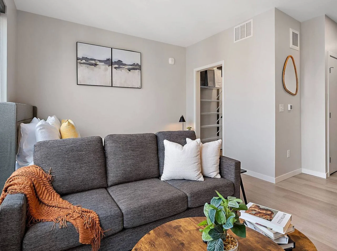 As you take a seat in the living room, the comfortable furniture and tasteful design make it easy to unwind.