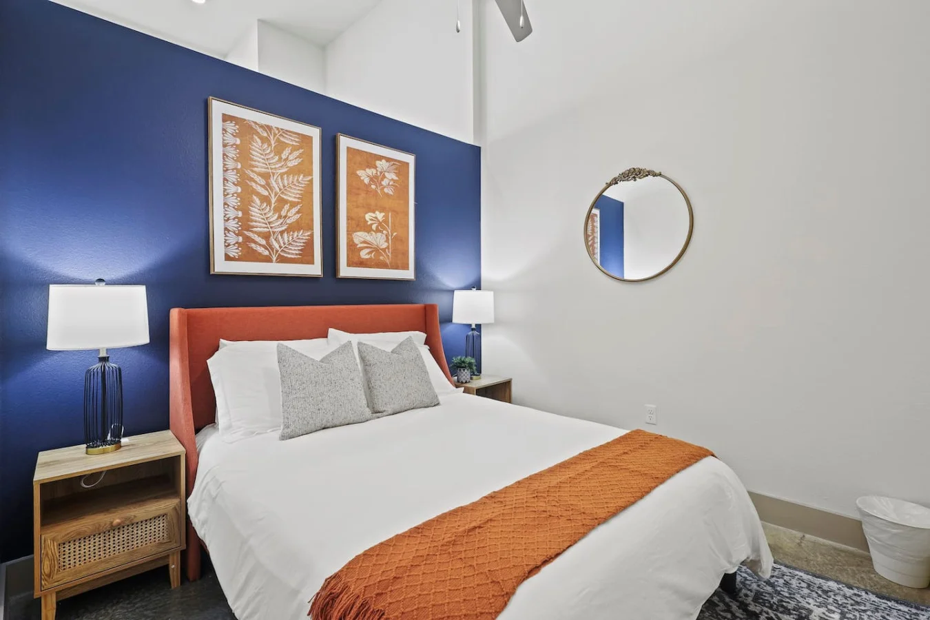 The bedroom’s serene ambiance invites you to relax, with a plush bed that promises a restful night's sleep.