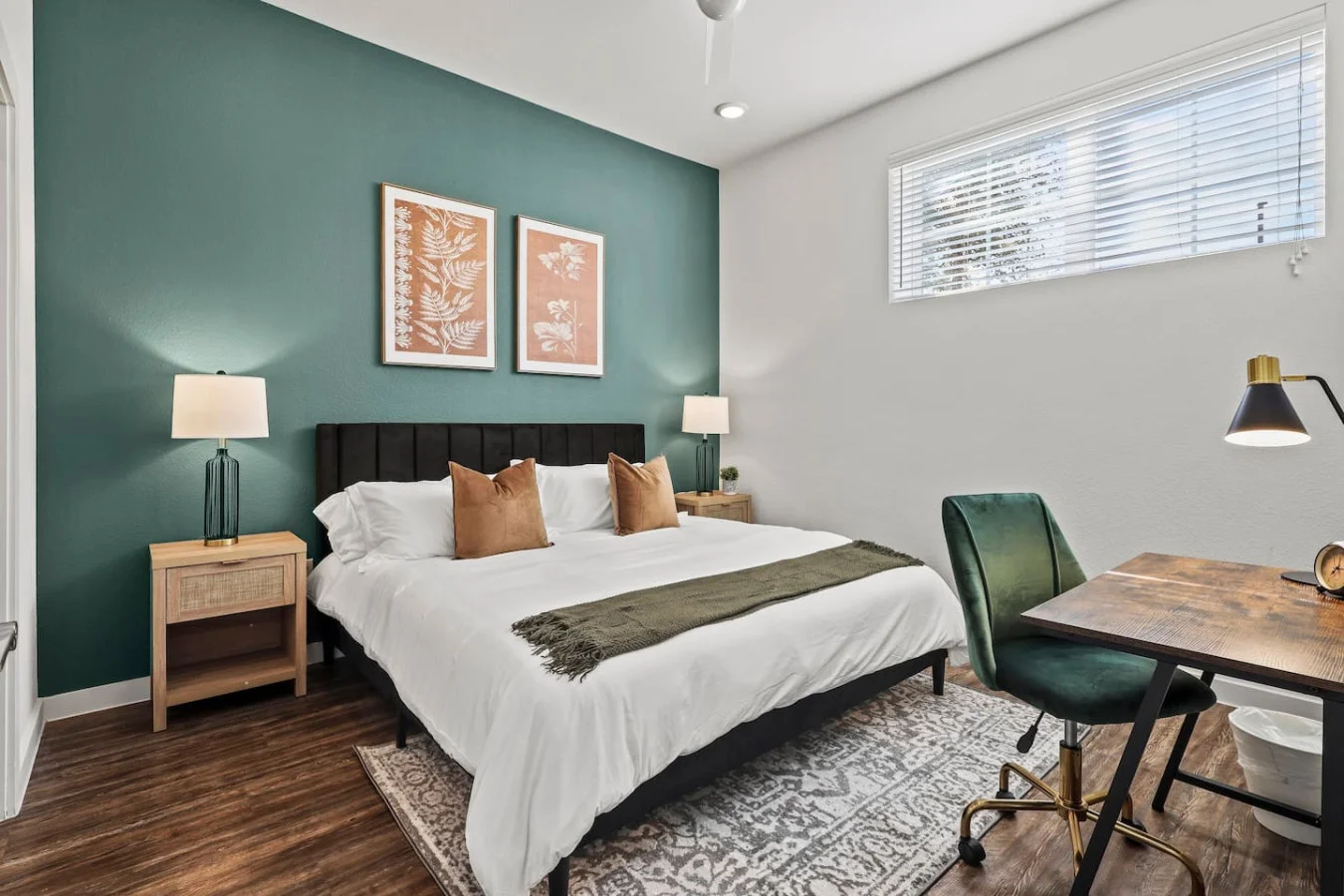Spacious bedroom with stylish decor, perfect for unwinding after a day of exploring the local area.