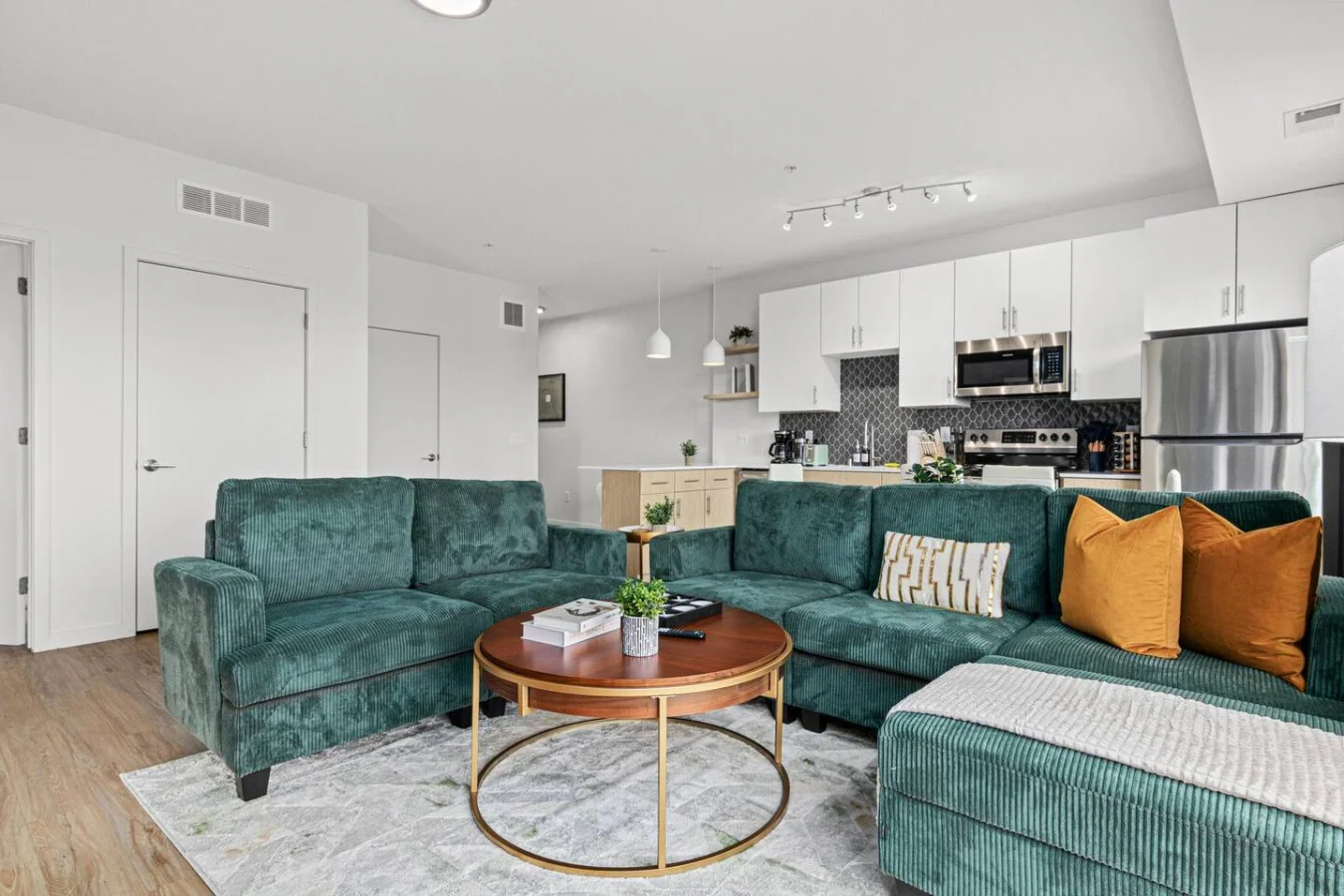 Open concept Living room with a luxurious Sofa