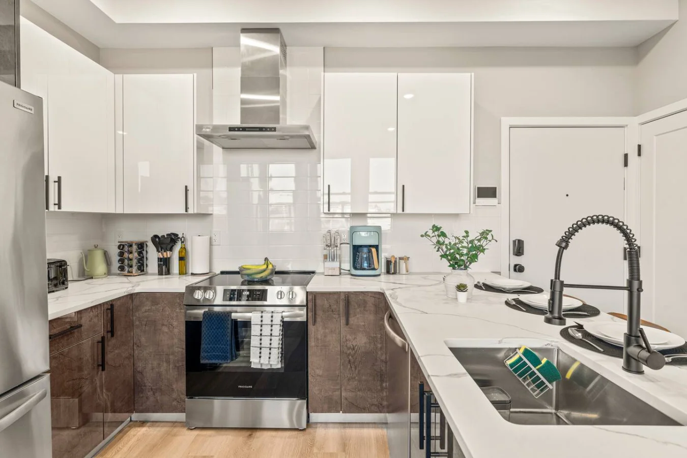As you step into the kitchen, the clean lines and functional design make you eager to start cooking your favorite dishes.
