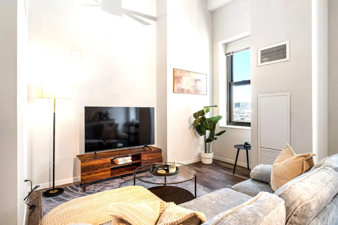 Relax in the living room and watch your favorite shows, lounging is a great way to unwind after a long day.