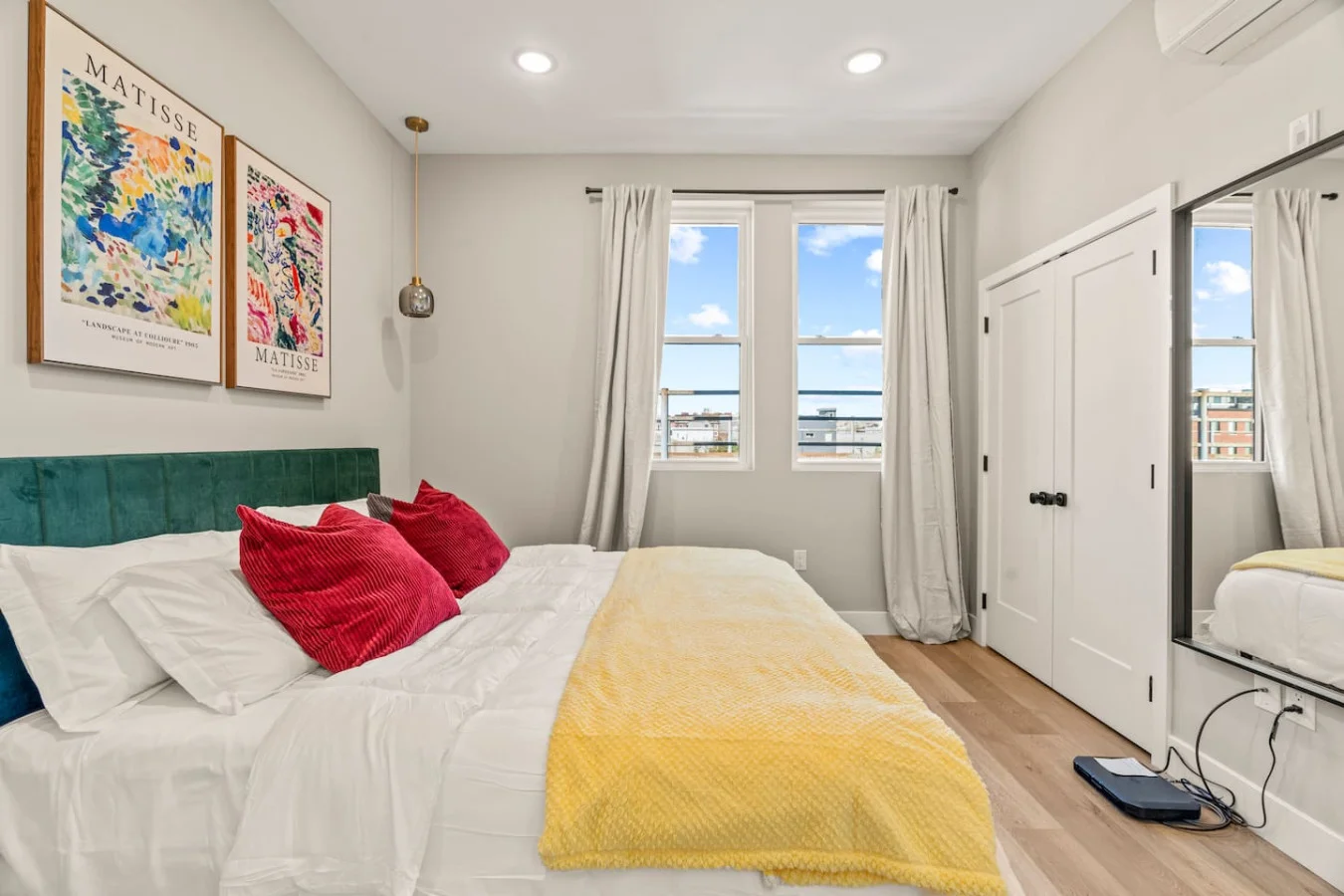 You feel a sense of serenity as you step into the king bedroom, where the elegant design and comfortable bed invite relaxation.