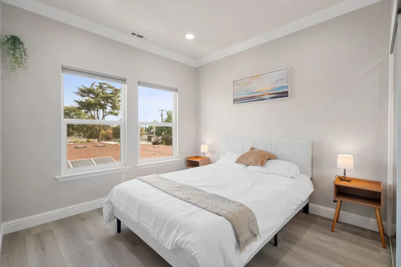As you lie back on the queen bed, you are surrounded by elegant decor and a soothing color palette that calms the senses.