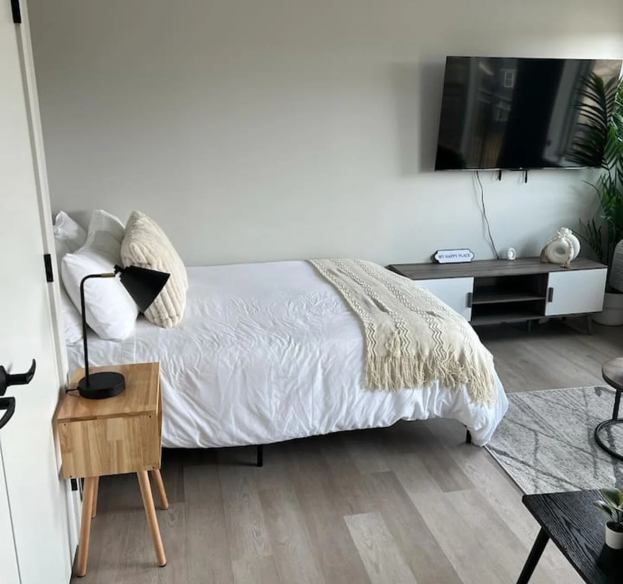 As you enter the bedroom, the sophisticated decor and plush bedding create a space where you can truly unwind.