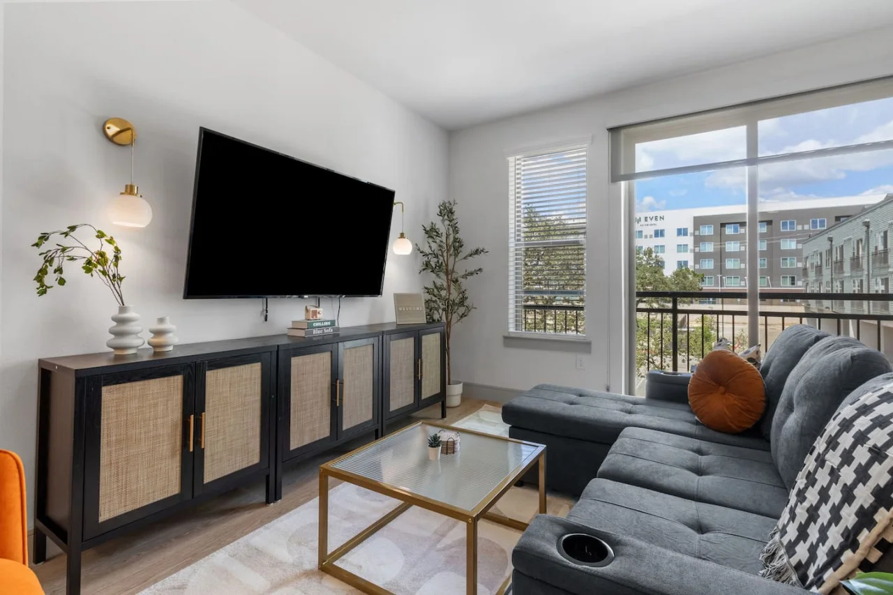Relax in the living room and watch your favorite shows, lounging is a great way to unwind after a long day.