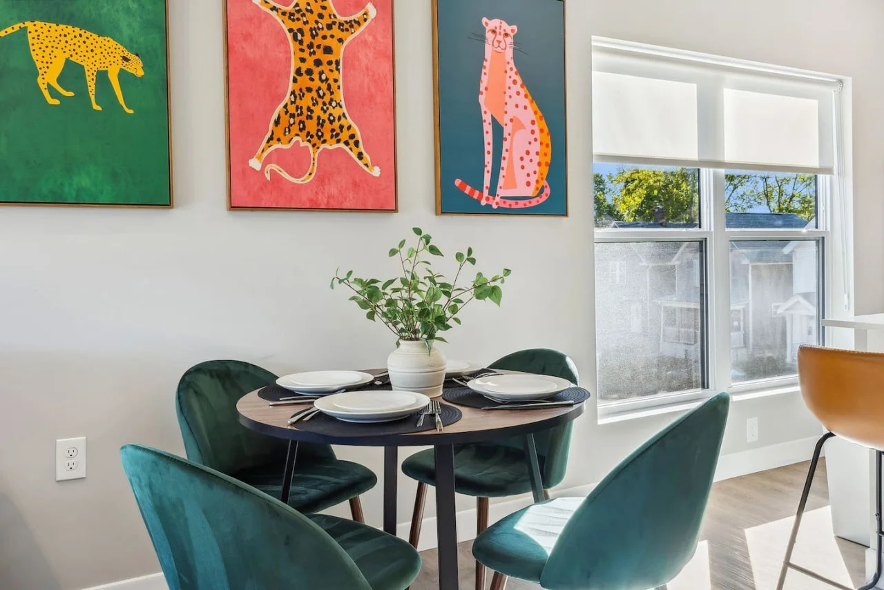 The dining area encourages you to gather with friends, enjoy a drink, and create lasting memories.