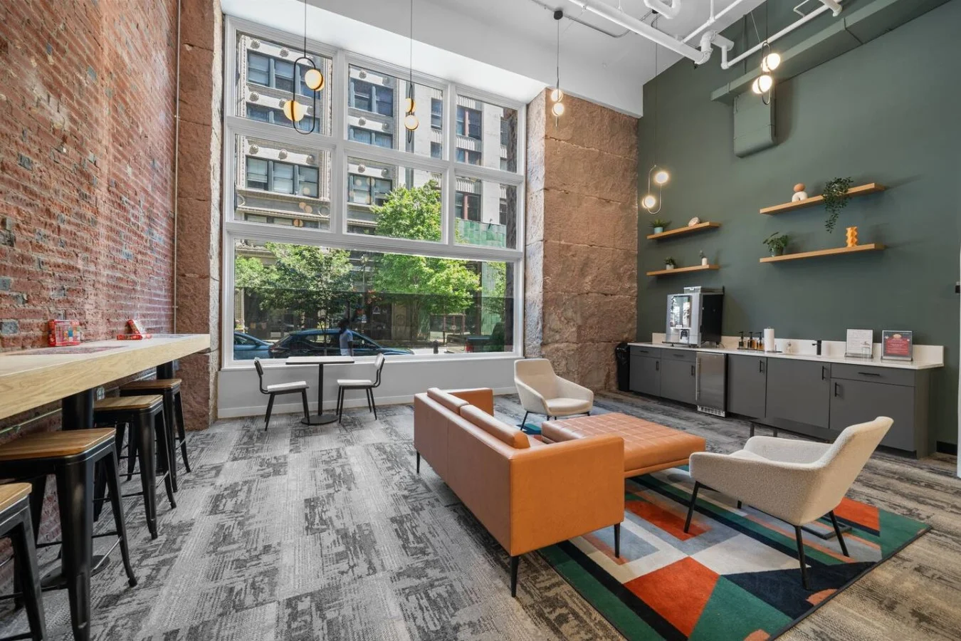 Communal coffee bar on ground floor.