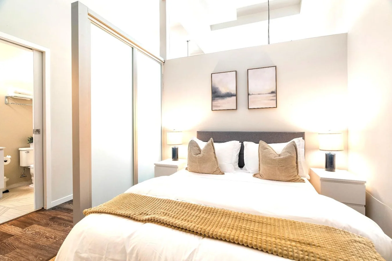 The bedroom offers a sanctuary of calm, where you can unwind and recharge in comfort and style.
