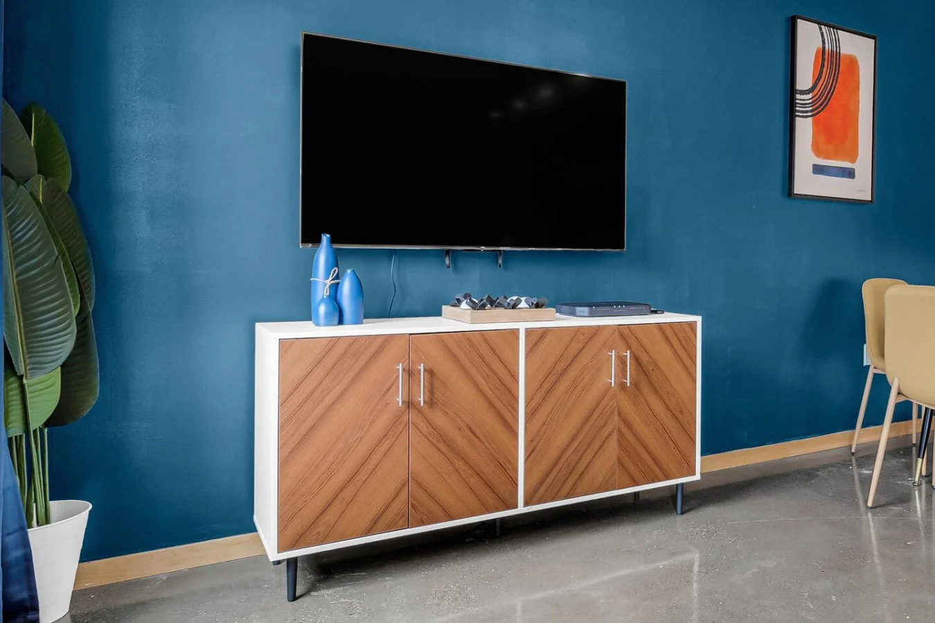 Relax in the living room and watch your favorite shows, lounging is a great way to unwind after a long day.