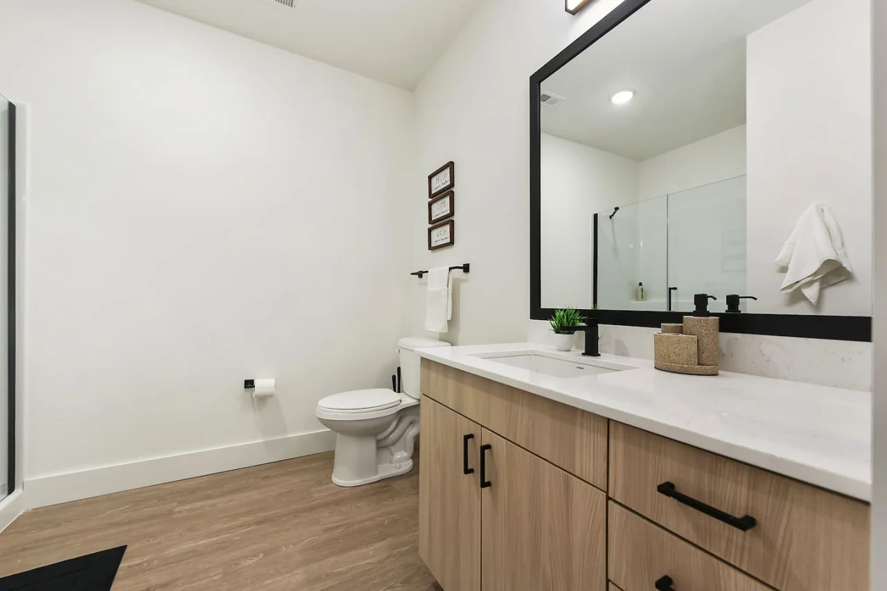 The bathroom is a private sanctuary, with a layout and features that make it the perfect place to rejuvenate.