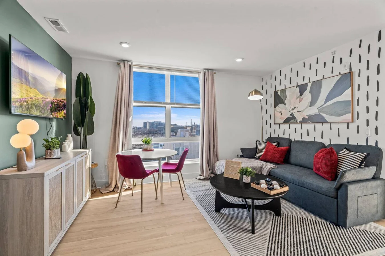 Once you enter the living room you'll find a space that feels both luxurious and cozy, perfect for unwinding after a long day.