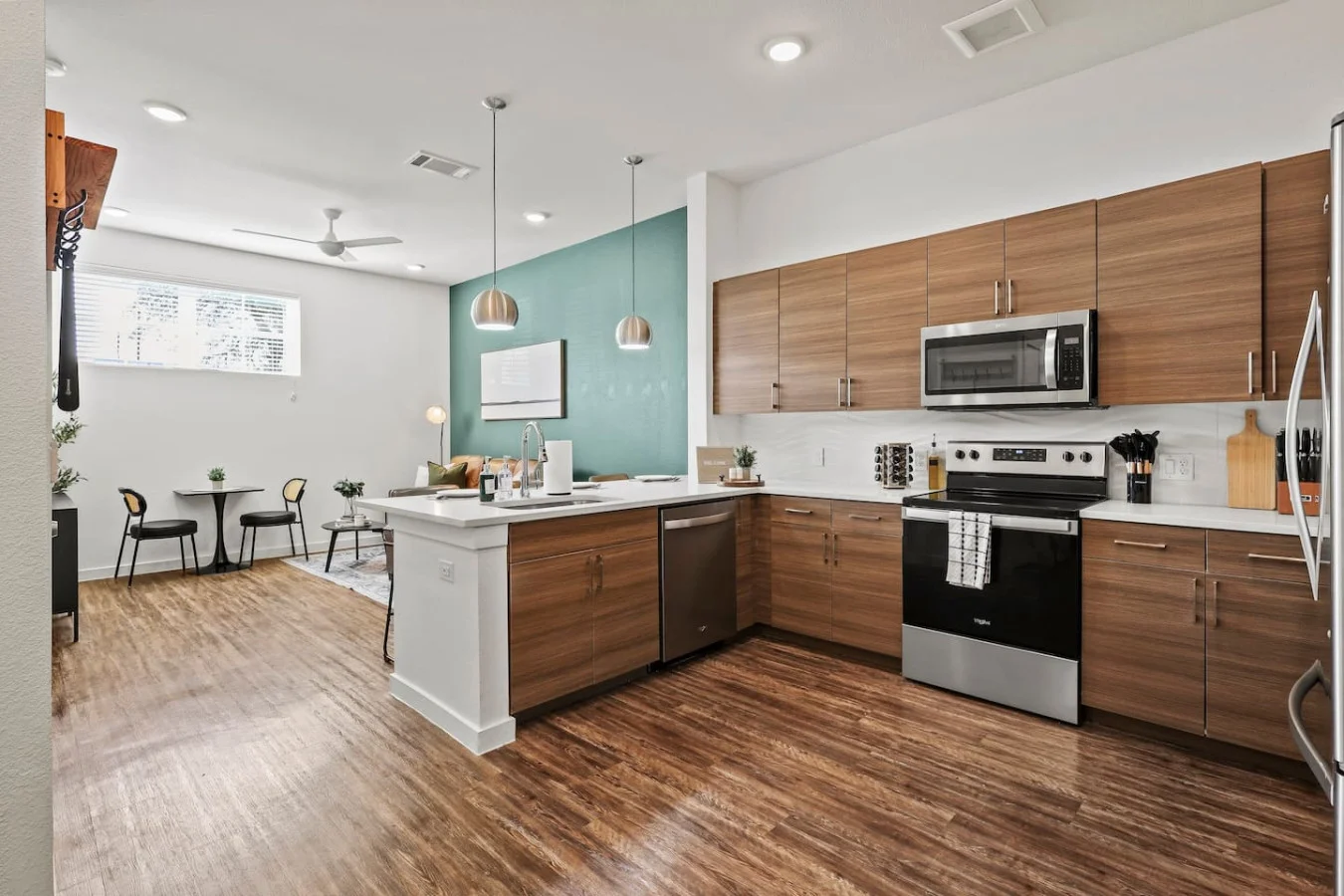 As you step into the kitchen, the clean lines and functional design make you eager to start cooking your favorite dishes.