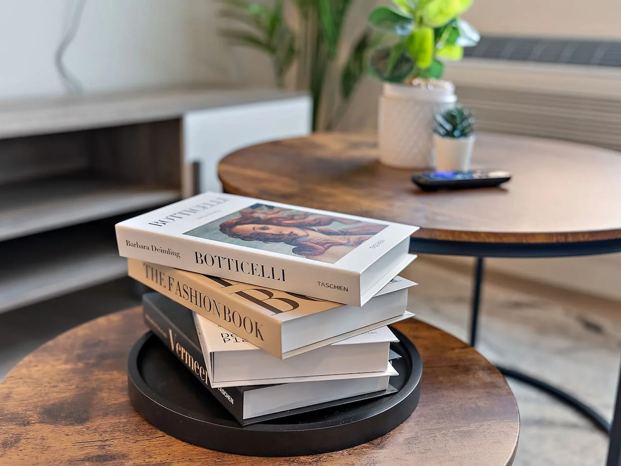 Discover thoughtful touches throughout the home, like this curated selection of books and charming plants. These details add a cozy and inviting feel, making it easy to relax and unwind during your stay.