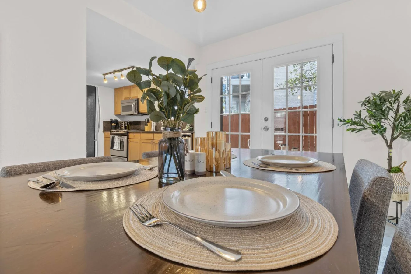 Thoughtfully set table for an inviting, at-home feel