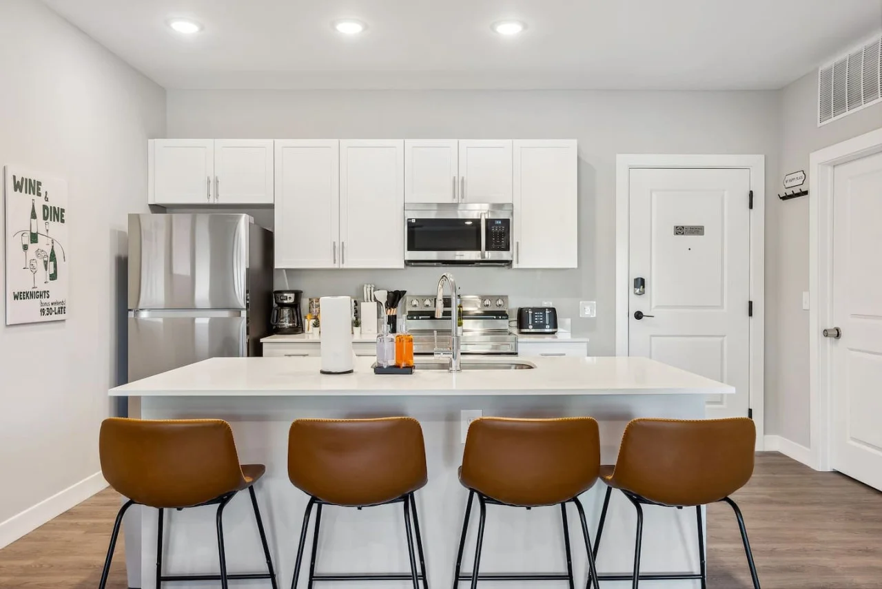 The dining area encourages you to gather with friends, enjoy a drink, and create lasting memories.