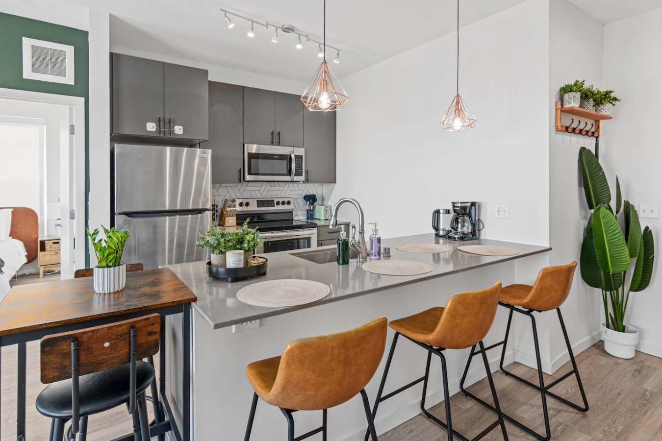 The dining area invites you to savor every moment, whether enjoying a quiet meal or hosting a festive gathering.