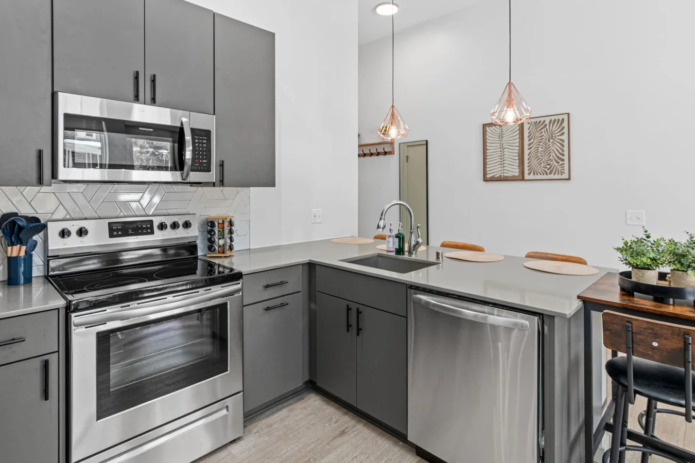 As you step into the kitchen, the clean lines and functional design make you eager to start cooking your favorite dishes.