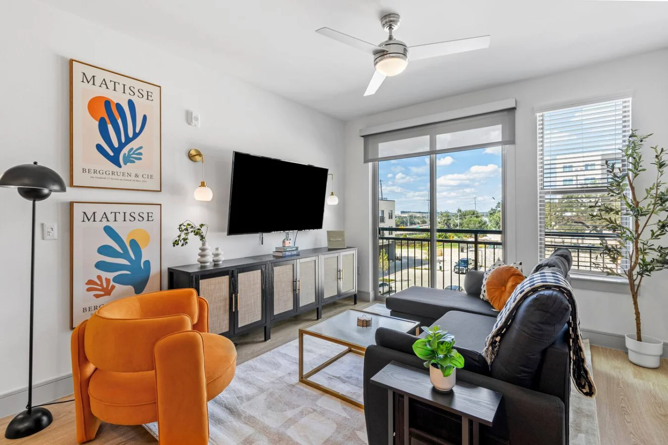 A serene living room with carefully chosen furniture and decor, designed for ultimate relaxation.