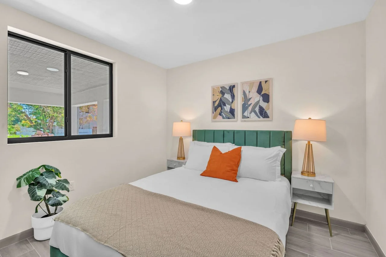 The bedroom offers a sanctuary of calm, where you can unwind and recharge in comfort and style.