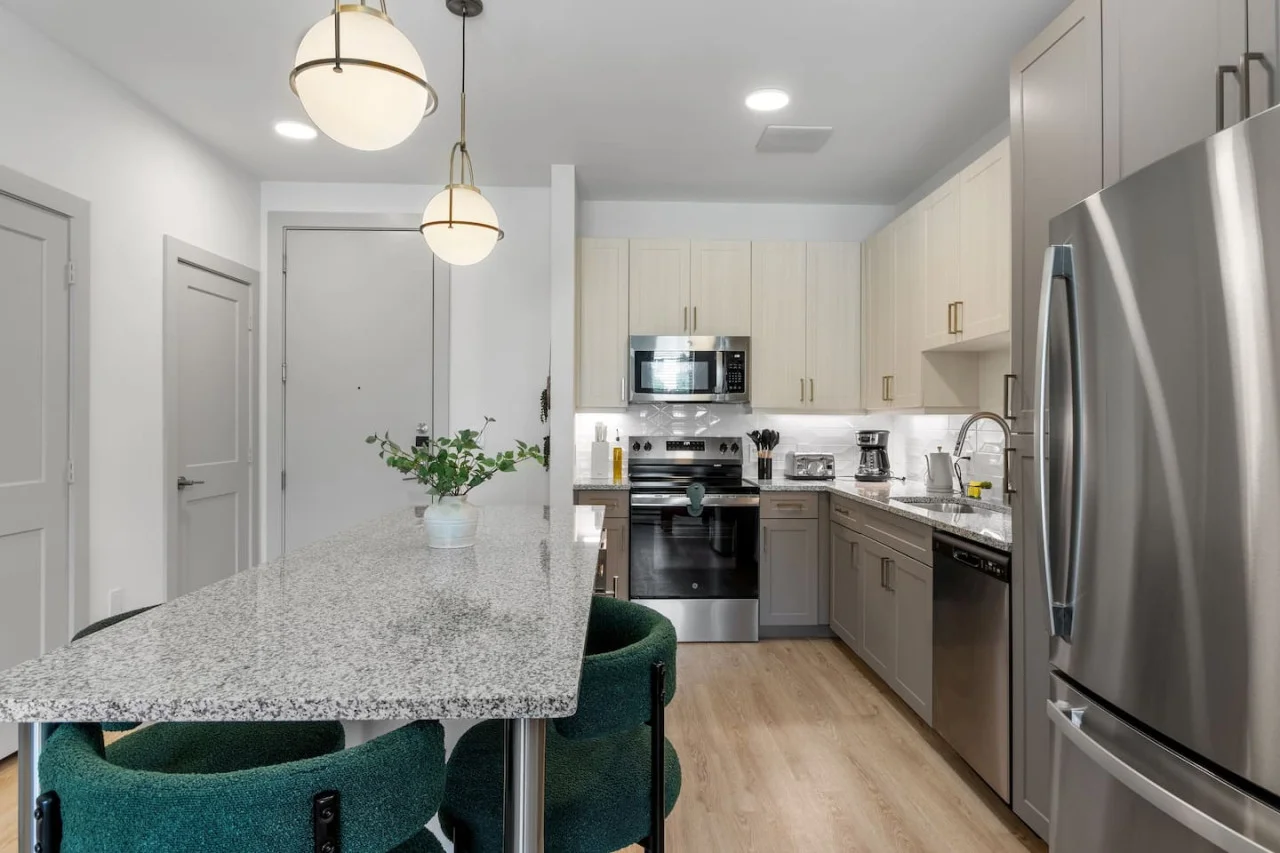 As you step into the kitchen, the clean lines and functional design make you eager to start cooking your favorite dishes.