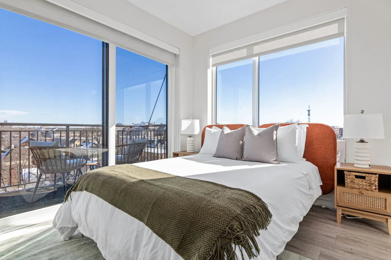 As you lie back on the queen bed, you are surrounded by elegant decor and a soothing color palette that calms the senses.
