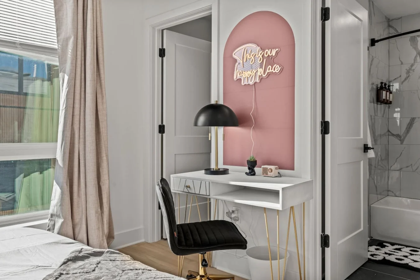 You’ll feel enveloped in warmth in this charming room with its rich wood accents and inviting bed. Wake up refreshed, surrounded by rustic coziness, and enjoy the perfect mix of comfort and natural vibes