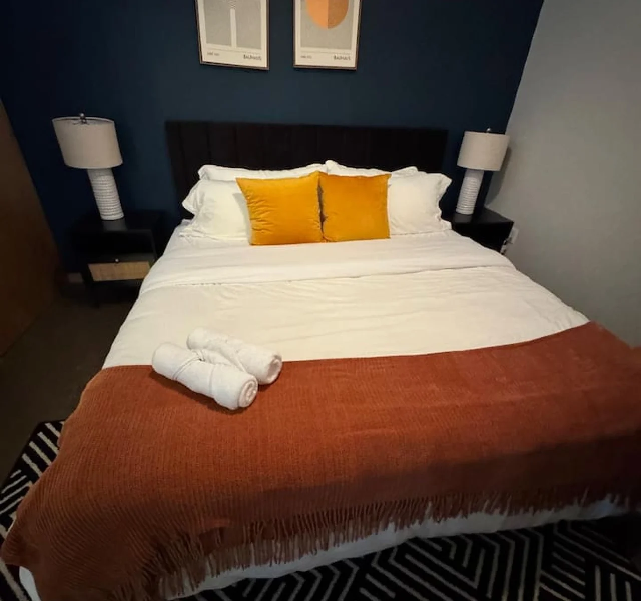 As you lie back on the queen bed, you are surrounded by elegant decor and a soothing color palette that calms the senses.