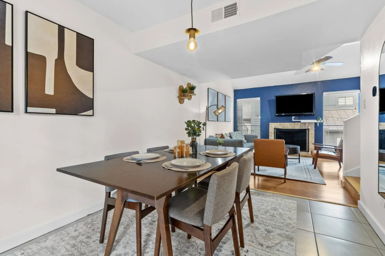 Dining area flows seamlessly into living space