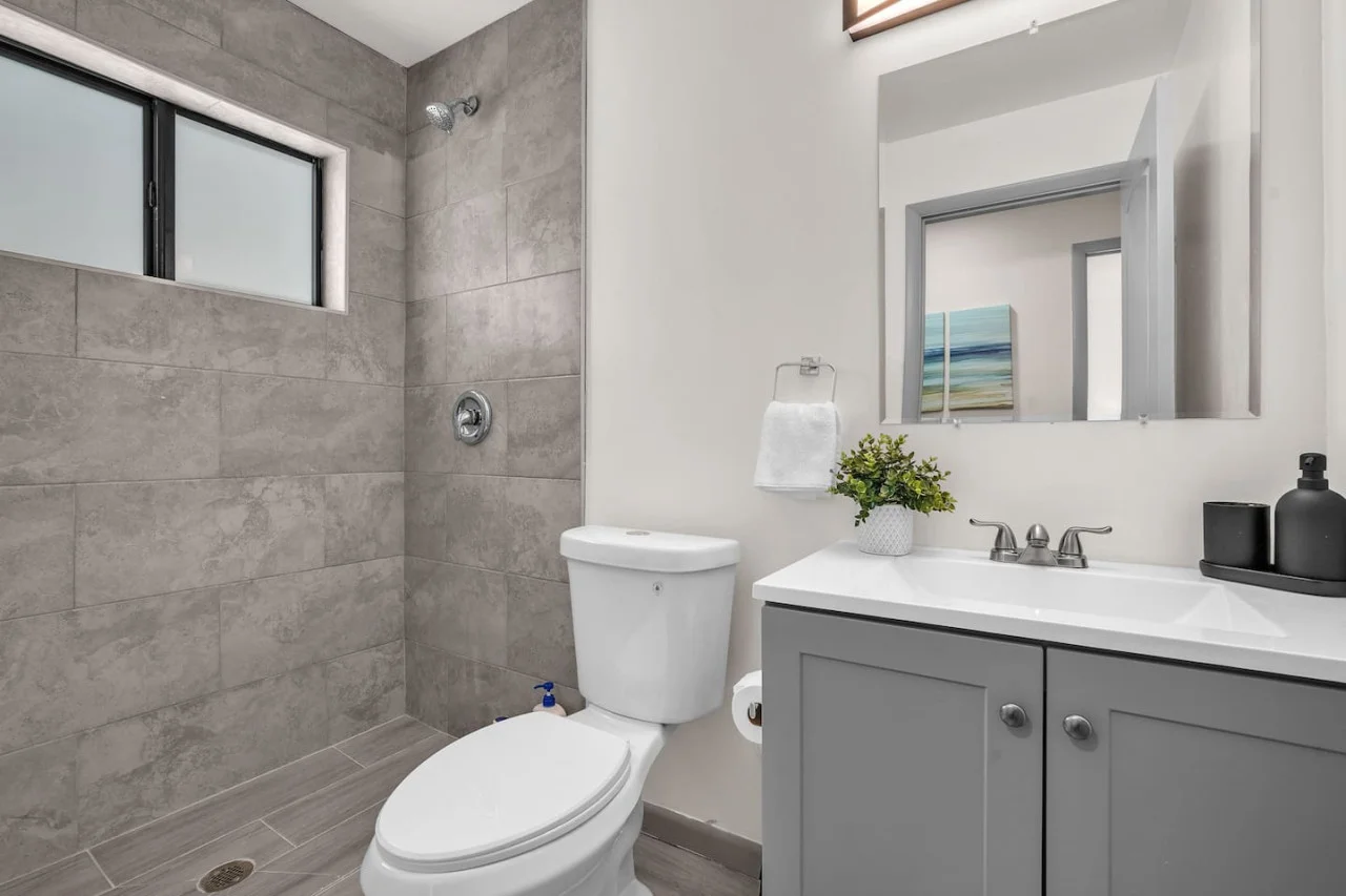 The bathroom is a private sanctuary, with a layout and features that make it the perfect place to rejuvenate.