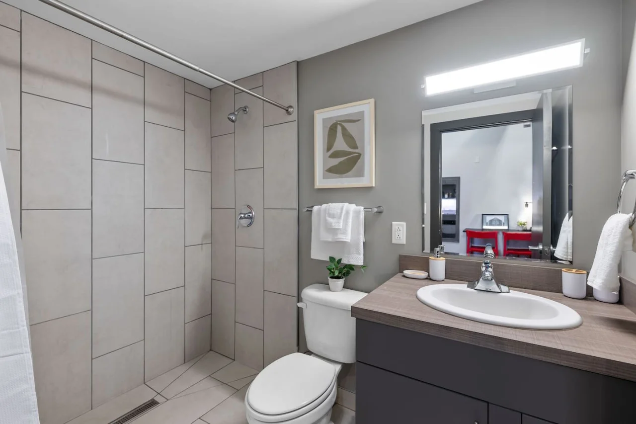 The bathroom is a private sanctuary, with a layout and features that make it the perfect place to rejuvenate.