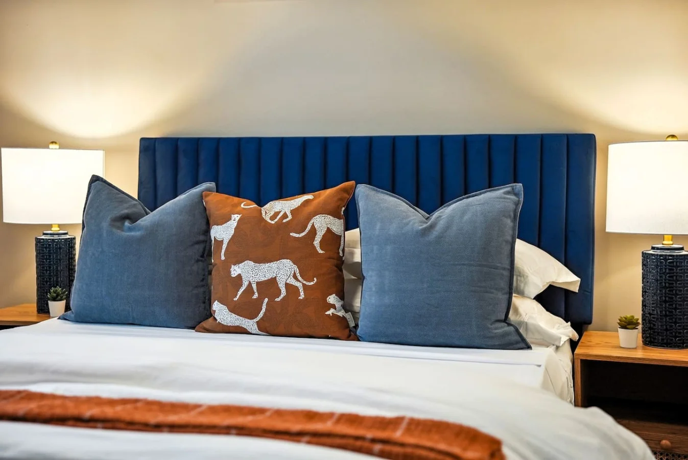 As you enter the bedroom, the sophisticated decor and plush bedding create a space where you can truly unwind.